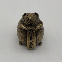 Ancient Play Miscellaneous Compliment of the Rich Mouse Pig Raw Xiao Rat Retro Bronze Art Bronze Sculpture Chubby Mouse Small Swing Piece Handlebar Piece