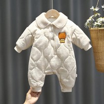 Baby winter jumpsuit 9 thickened cotton coat 0-3 months newborn one-year-old female baby cotton cotton autumn and winter clothes 6