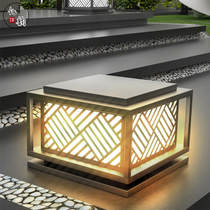Column head lamp solar wall doorpost Villa outdoor stainless steel imitation marble Net Red Courtyard landscape led lighting