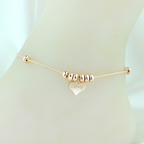 Zhou Dafu Huanmei rose gold yellow gold love anklet female simple Japanese and Korean silver jewelry to send girlfriend Valentines Day gift