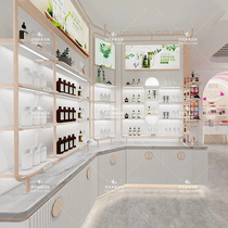 Custom boutique cosmetics display cabinet Shopping mall makeup display cabinet Beauty experience desk Mirror Skin care products display rack