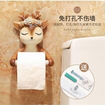 Creative toilet tissue box cartoon girl cute tissue rack non-punching toilet paper roll paper tube hanger