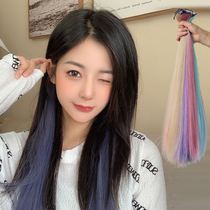 Color wigs can tie the ponytail and dye the wig hair pieces hanging ears hot head patch Womens long hair one-piece paste