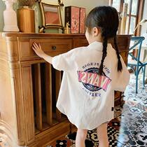 Girl long sleeve shirt 2022 fall new Korean version foreign air children jacket light and thin and easy baby blouses