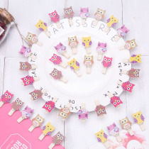 6 creative cartoon owl wooden clip decoration note snack photo clip diy background wall