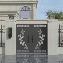 Custom Iron Art Galvanized Patio Doors Double Open Doors Stainless Steel Gate Villa Gate Modern Chinese Minimalist Courtyard Door