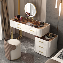 Light luxury net red small household storage cabinet integrated makeup table Solid wood glass rock board Modern simple bedroom dresser
