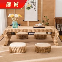 Simple rattan tatami tea table platform table Japanese Zen tea table balcony table Sinology low table floating window table Kang table