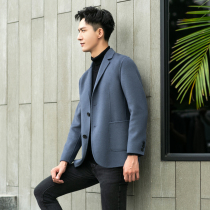 Double-sided jacket mens short autumn and winter fashion Korean youth wool non-cashmere suit Nizi woolen coat tide