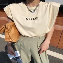 (seven years) 2021 summer new net red shoulder pad t-shirt womens short-sleeved ins tide European station with loose heart