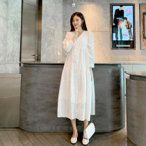 Pregnant woman summer dress 2021 summer long cotton shirt Foreign style net red fashion trend summer skirt hot mom