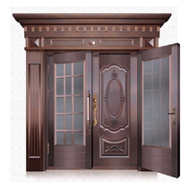 Rural villa gate double open door composite with screen door entry security door glass door luxury stainless steel imitation copper door