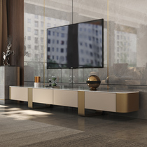 Light luxury rock board TV cabinet tea table combination household small family living room Italian modern simple high-end personalized baking varnish