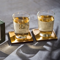 Hua Li Nan Wu zero Lu Zero double happiness glass couple pair cup Heat-resistant teacup high-end wedding gift
