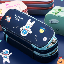 Double pen bag Large capacity multi-function canvas Korean version of the primary school stationery bag Girl heart ins tide Junior high school creative male Korea cute Japanese retro style literary net red pencil box