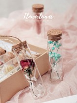 Glass Test Tube Dried Flower Real Flower Rose Rabbit Tail Eternal Flower Wishing Bottle Gypsophila Gypsophila Festival Gift Decoration