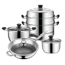 Milk pot Soup pot set Steamer combination Induction cooker pot Stainless steel pot Gas Tilock universal household frying stove