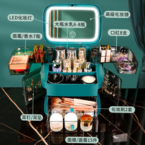 2022 new super fire cosmetics storage box large capacity with mirror home skin care jewelry one dressing table