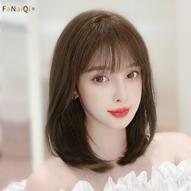 Fanaiqi wig female short from natural full head cover type real hair age reduction clavicle hairstyle Real hair wig set summer