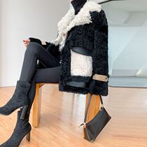 2021 new women's winter long lamb wool sheared fur one fur coat women stitching coat
