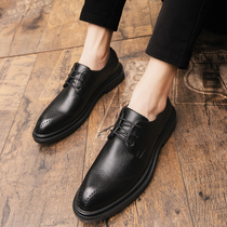 Mens casual leather shoes autumn 2021 new high-end pointed business dress increase shoes fashion trend shoes men