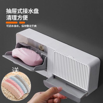 Soap rack soap box non-perforated suction cup wall-mounted creative drain with lid household flap toilet