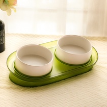 Cat Bowl Ceramic Rice Bowl cat Kitty Dog Basin Cat Food Water Bowl protection Cervical Dog Bowl anti-overturning double bowl Eating Bowl