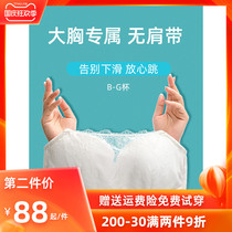 Large size strapless underwear womens summer thin model gathered on the chest to prevent light invisible non-slip big chest display small bra