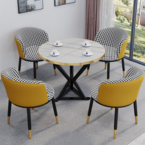 Leisure dining table and chair combination One table and four chairs Simple Nordic furniture imitation marble reception negotiation table