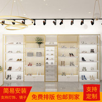 New commercial shoes display rack floor-standing shoe store shoe rack gold custom light luxury shop shoe cabinet shoe shelf