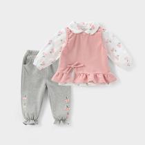 Female baby Autumn suit 2021 new foreign style 1-3 female baby 2-4 years old female child Spring and Autumn out three sets