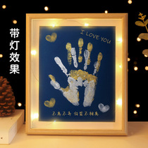 Couple handprint photo frame diy making by palm printing oil painting souvenirs handmade homemade commemorative gift ink pad