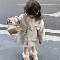 Girls woolen coat winter clothing 2021 new children foreign air Han version thickened clip cotton with big clothes autumn and winter children clothes
