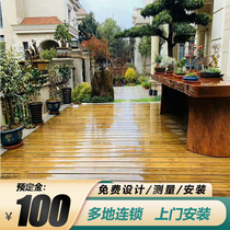 Antiseptic wood floor balcony outdoor pineapple grid fence carbonized wood courtyard terrace garden grape rack Finnish wooden house