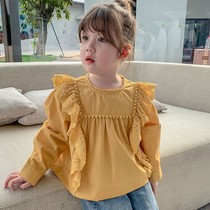 Childrens Shirt Childrens Clothes Girls Spring and Autumn 2021 New Baby Cotton Doll Shirt Lace Western Style Shirt Joker Tide