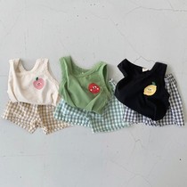 Summer children boys and girls baby cute casual cotton T-shirt shorts two-piece baby sleeveless vest set