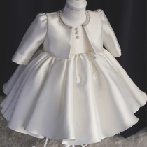 Childrens princess skirt puffy skirt baby one year old evening dress girl performance dress wedding dress flower child long sleeve dress
