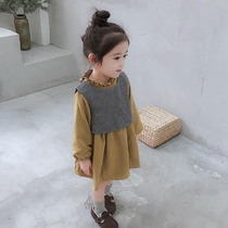 Baby early autumn dress thin thickening] girls autumn women baby spring and autumn dress Korean autumn children long sleeve
