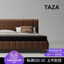 TAZA Italian leather bed modern high-end soft bag double bed large apartment simple designer master bedroom light luxury bed