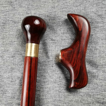 Non-slip rosewood solid wood climbing cane for the elderly red wood crutch round head gentleman civilization stick for the elderly imported