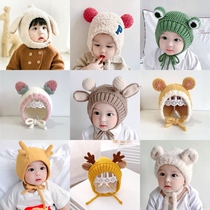 Baby funny hat autumn and winter 3-6-12 months female baby wool hat winter cute super cute childrens ear protection