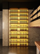 Red wine rack wrought iron luminous wine rack display rack bar restaurant wine cabinet against wall pillar shelf partition beer rack