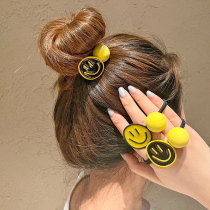 South Korea East Gate trend gathering place Hairband cute high elastic ball head fashion tie hair Japanese and Korean leather cover head rope
