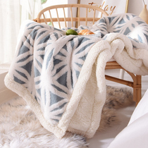 Lamb velvet blanket quilt double layer thick winter warm single nap cover blanket flannel coral velvet blanket