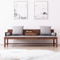 New Chinese Luo Han bed solid wood sofa bed black walnut negotiation chair living room bedroom club model room Zen furniture