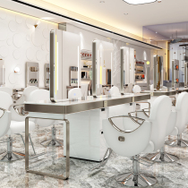 Net Red Barber shop stainless steel marble mirror table hairdressing double-sided mirror cabinet integrated hair salon special ironing table