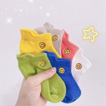 ins baby socks spring summer and autumn new cute smiling candy color mesh baby socks breathable loose childrens boat Socks