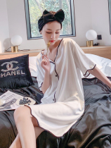 Sandro Vicari2022 new sleepwear woman spring summer ice silk thin section sexy advanced sensary silk sleeping dress