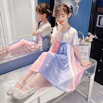 2021 New Embroidered Hanfu Girl Middle Tong National Style Performance Dress Chiffon Dress