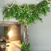 Simulation tree fake tree leaves pipe decoration living room indoor green plant vines fake flower rattan ceiling cherry tree landscaping